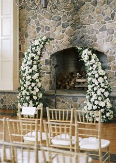 White Broken Wedding Arch - Ranunculus & Roses