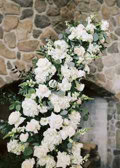 White Broken Wedding Arch - Ranunculus & Roses