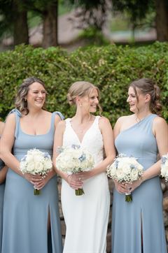 White & Baby Blue Bridesmaid Bouquets