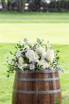 Rustic Barrels Wedding Ceremony Decor