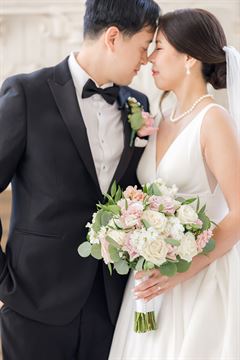 Light Pink Garden Roses Bridal Bouquet - Round Clutch Style