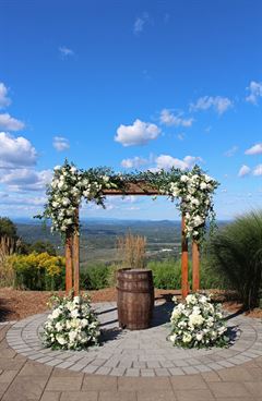 Pergola Wedding Decor - Roses & Greenery