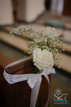 Pew Bows - White roses