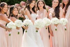 White Roses & Baby's Breath Bridesmaid Bouquets