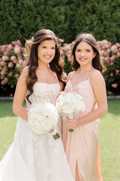 White Roses & Baby's Breath Bridesmaid Bouquets