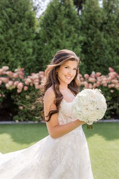 White Garden Rose Bridal Bouquet - Round Clutch Style - New City Florist