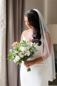 White Roses & Silver Dollar Eucalyptus Bridal Bouquet