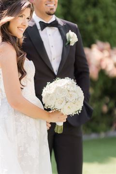 White Garden Rose Bridal Bouquet - Round Clutch Style - New City Florist