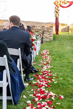 Pew Bows - Red & White Flowers
