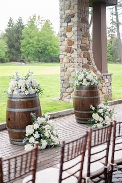 Rustic Barrels Wedding Ceremony Decor
