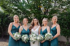 White Roses & Dusty Miller Bridesmaid Bouquet