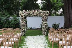 Chuppah - White & Pink Roses White Hydrangea