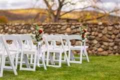 Pew Bows - Red & White Flowers