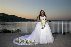 All White Roses Cascading Bridal Bouquet