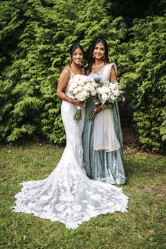 White Roses & Spray Roses Cascading Bridesmaid Bouquet