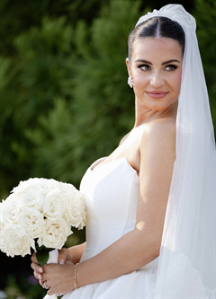 White Rose Bridal Bouquet - Round Clutch Style