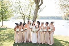 White Roses & White Stock Bridesmaid Bouquet