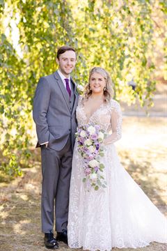 Purple Roses Cascading Bridal Bouquet