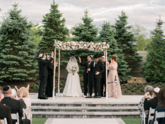 White & Light Pink Birch Chuppah 
