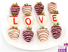 The Fruit Factory - chocolate covered strawberries, chocolate drizzle, purple drizzle - Emerson NJ